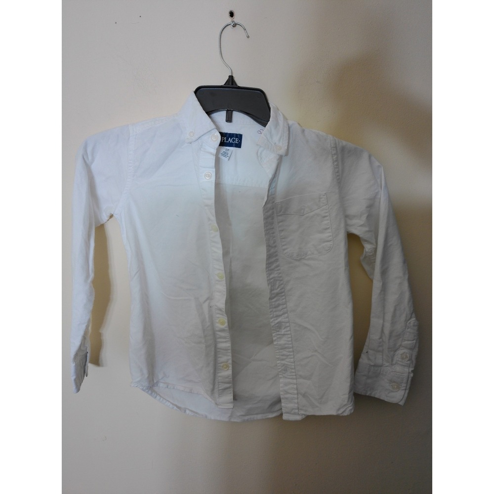 The Childrens Place Button Down Shirt Youth 7/8 White Oxford Classic Academia